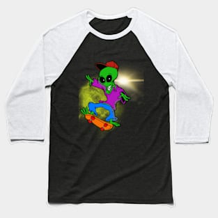 Skating Alien Baseball T-Shirt